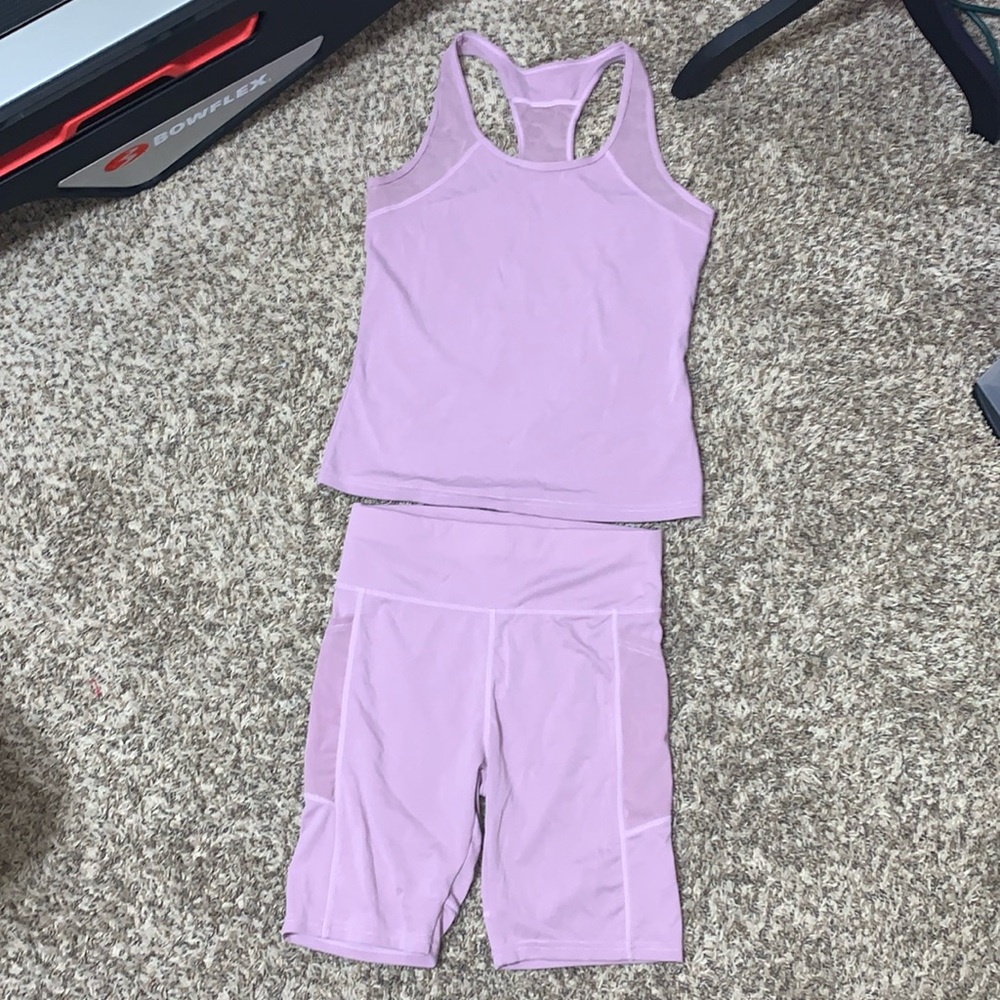 Lavender Biker shorts and matching top